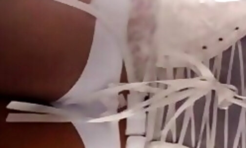 Sandra Zanerri whore in strep tease white lingerie show