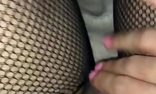 Sissy with pretty hands fingers her micro clitty and makes it grow