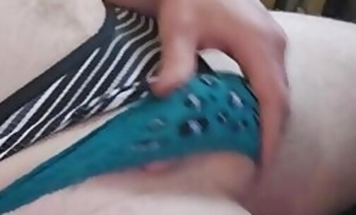 Jessica playing with her sissy cock in panties