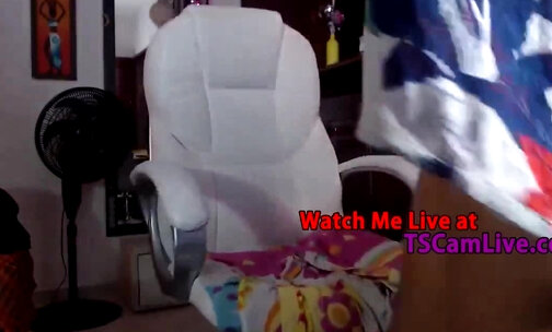 Hot Exotic Lovense TGirl Jerking Off Live on Webcam Part 1