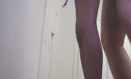 Amateur sissy teen, standing fuck in heels