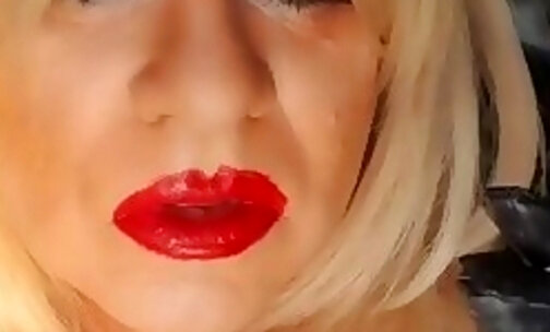 red lipstick smoking tgirl
