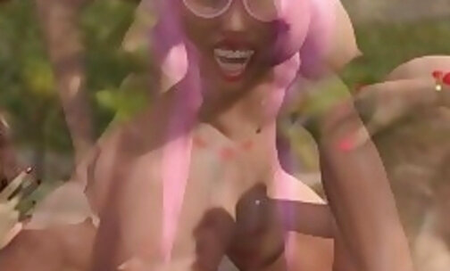 Big tits futa threesome on a public beach in a 3d animation 4k porn