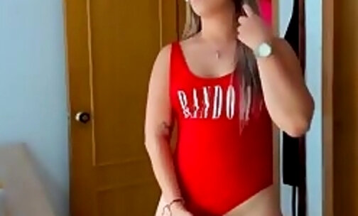 hot natural mexican in a red bodysuit
