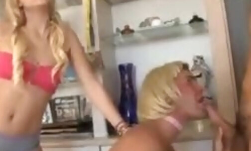 Forced be a blonde cocksucker