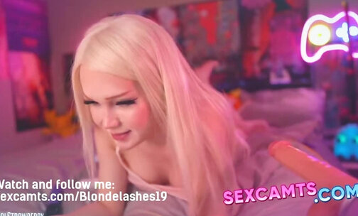 Sexy blonde teen anal dildo