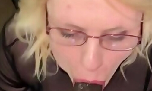 POV Chubby transgirl practicing deepthoating with dildo… fake cum facial