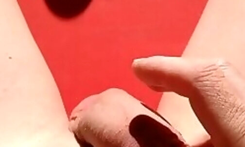 femboy cumshot foreskin small cock closeup