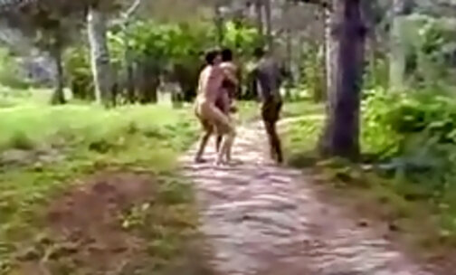 Hot threeway love in the forest