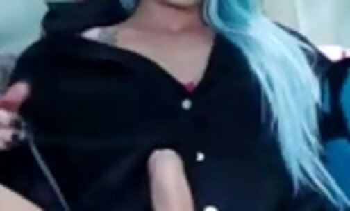 Blue hair large penis transgirl online