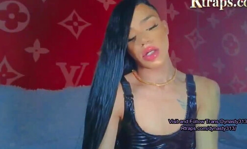 long black hair shemale teases on webcam