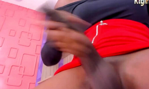 black transgirl pulling off her BBC pov webcam