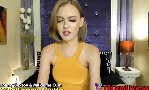Hot Blonde TBabe Goddess Irina Whacking Off on Webcam