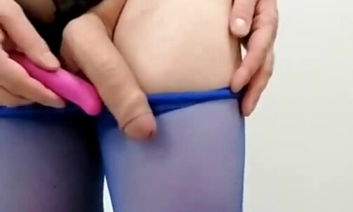 misr4 - cumshot in blue pantyhose closeup