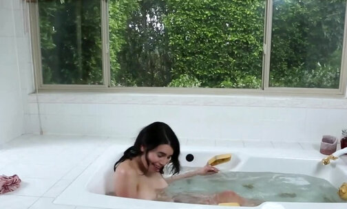 Sensual Tgirl masturbates in bathtub