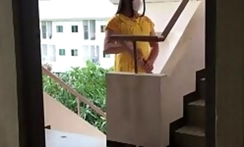 Solo masturbate in Dress set yellow