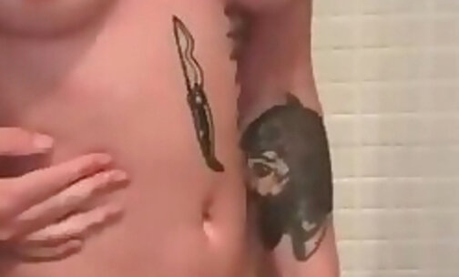 OF YAG Tatted Nice Body TS Cums In Shower