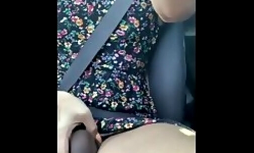 Cock out in the car and cumming