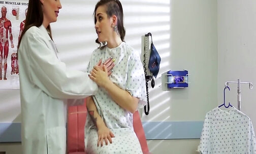 Stunning ts doctor Natalie Mars cock examines her patient