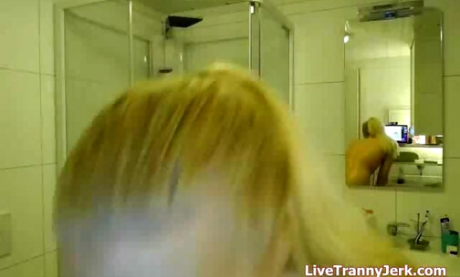 Hottest blonde taking a shower