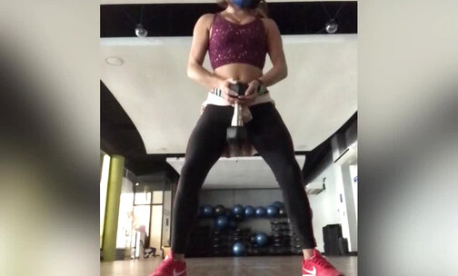 Adriana Showing Cock at the Gym