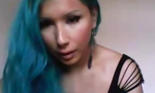 Webcam Tranny With Blue Hair