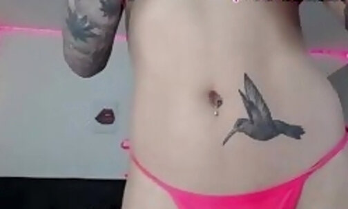 Tattoed Tgirl Bouncing her ass Chiks in a live webcam show Part 6