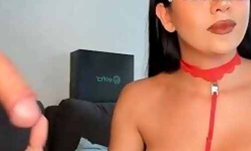 Sensual Latina SheBabe in red lingerie with her boyfriend at Live Webcam Show Part 2