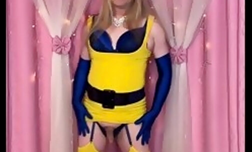 Joanie - Yellow Pencil Dress Striptease