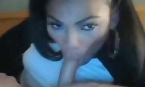 Ebony Spitting and Sucking a Nice penis