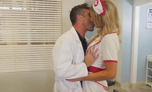 Big tits shemale nurse Kayleigh Coxx barebacked by a doctor