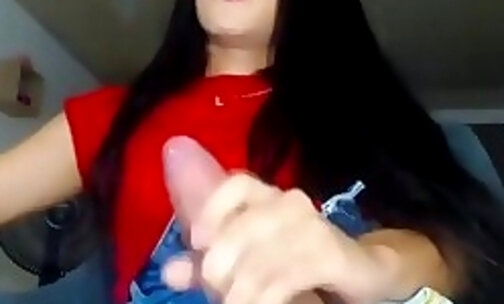 Ts Matiana plays with her equine cock