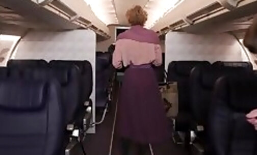 Flight steward trans Ariel Demure fucked her big boobs passenger