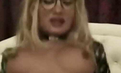 Erect dong for a blonde TS in glasses