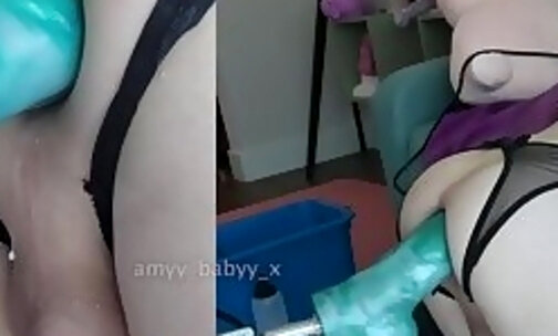trans girl stuffed by fuck machine with huge Hankey's Toys XXXCALIBUR